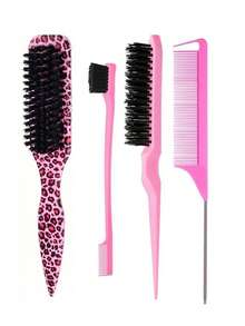 Slick Back Hair Brush, Edge Control For Flyaways & Hairline Styling, Leopard Hair Brush With Pointed Tail For Parting, Ponytails, Buns, Updos & Daily - Multicolor - View 16