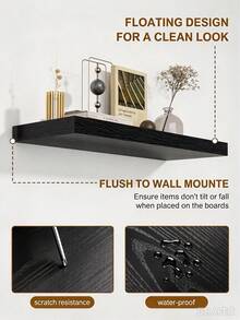 Hanging Storage Rack, Solid Wood Shelf, Wall Mount Display Rack, Space Saving, Decorative And Storage Functions, Suitable For Living Room, Bedroom, Bathroom And Kitchen; Wall Mount Bookshelf, Wall Storage Rack - A - View 9