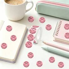 500PCS/Roll Pink Smiling Face Stickers, Pink Thank You Stickers, Surprise Stickers, 1 Design, Suitable For Stickers, Office Stickers, School Supplies, Office Labels, Back To School Stickers - one-size - View 4