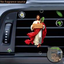 Jesus "God Loves The World" Car Air Vent Decoration Clip, 2D Acrylic Flat Ornament - God So Loved the World - View 1