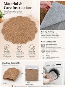 1pc Area Rug, 1150g/M² Faux Sisal Carpet, Soft And Fluffy, Non-Slip Washable Floor Mat, Suitable For Living Room And Bedroom Decorative Home Carpet - Brown - View 4