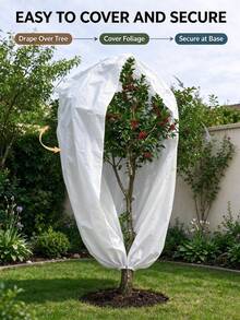 Plant Winter Frost Protection Cover, Tree Anti-Freeze Insulation Bag, Reusable Shrub Frost Protection Cloth, Drawstring Potted Plant Anti-Freeze Sleeve, Breathable Non-Woven Fabric Material, Windproof And Cold-Resistant, Suitable For Garden Shrubs, Fruit Trees, Outdoor Potted Plants, Winter Protection For Green Plants From Frost Damage, UV-Resistant, Garden Nursery Overwintering Insulation Protection Cover - White - View 4