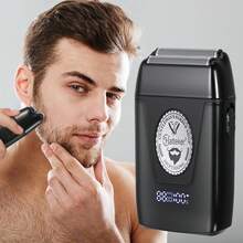 Hatteker 1pc Electric Shaver USB Rechargeable Magnetic Levitation Motor Hair Salon Beard Shaving Bald Head Home Use Whitening Razor - Black - View 2