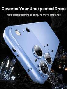 1pc Ultra HD Shiny Diamond Armor Lens Screen Protector, Compatible With IPhone 18 Pro Max/18 Pro, Metal Surface With Ultra-Thin Tempered Glass, Embedded With Shiny Diamonds, 9H Hardness, Anti-Scratch, Anti-Oil, Anti-Fingerprint, Anti-Dust, Full Coverage Protection, Light Blue - Light Blue - View 4