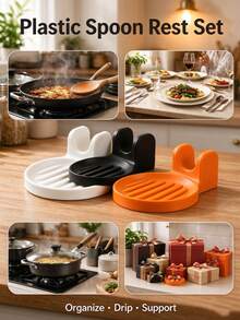 1pc Plastic Spoon Rest, Grooved Drip Tray Design Utensil Holder, For Countertop Cooking Spoon Ladle Spatula Storage, Kitchen Counter Decor Kitchen Gadgets Home Dining Supplies - Multicolor - View 6