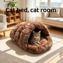 Christmas Plush Tunnel Pet Bed, Soft And Comfortable Indoor Sleeping Cave, Suitable For Kittens, Rabbits And Small Animals For Holiday Use - Multicolor - View 11