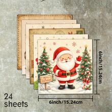 Cute Watercolor Christmas Theme Handmade Journal, Warm Christmas Collection Handmade Material Pack, 24 Sheets 6X6 Size Decorative Paper, Santa Claus Cute Pets Christmas Tree Snowflake House Patterns, Art Scrapbook Pages, Junk Journal, Greeting Card Making, Handmade DIY Decoration - Square - View 5