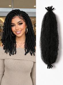 Tóc móc crochet Marley Twist màu đen tự nhiên, tóc xoắn lò xo Afro Twist tách sẵn, mềm mại cho kiểu tóc locs distressed, tóc nối sợi tổng hợp 16 inch - Nhiều màu - Xem 2