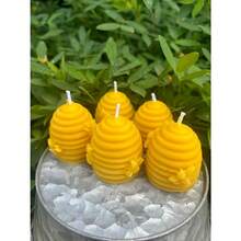 Beeswax Hive Candles (Sets Of 6) In Wine/Burgundy Organza Bag, Wedding/Bridal Shower Candle Favor - Multicolor - View 8