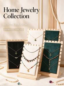 1pc Removable Multi-Color Minimalist Wooden Necklace Pendant Display Rack, Jewelry Display Board, Gift For Women, Jewelry Shop Display Prop Back To School - Multicolor - View 3