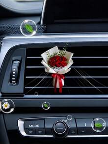 Creative 2D Acrylic Car Interior Decoration Rose Bouquet Air Vent Clip, Fragrance Diffuser With Scent Pad, Car Air Freshener Ornament - A - View 6