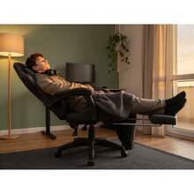 Swivel Gaming And Office Chair – Bucket-Style Seat With Footrest, Adjustable Backrest, Lumbar Pillow, And Headrest; Ergonomic Computer Chair For Gaming, Work, Study, And Relaxation (Supports Up To 140 Kg). - Black - View 2