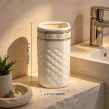 1pc Ceramic Soap Dispenser/Tumbler – Faux Honeycomb Texture; Bathroom ...