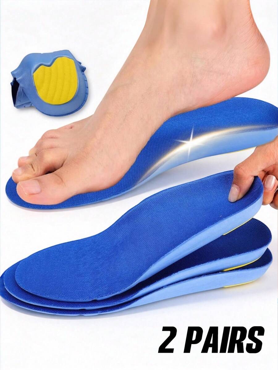 2 Pasang Sol Sepatu Olahraga Unisex Penyangga Lengkung Kaki, Peredam Guncangan, Bernapas, Menyerap Keringat, Dapat Dipotong, Berbagai Ukuran, Pelindung Kaki - 2 pasang - biru - View 1