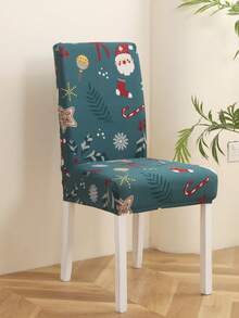 1/2/4/6pcs Christmas Restaurant Party Polyester Chair Covers, Fabric Decorative Dining Chair Covers, Christmas Home Decor Dust-Proof Chair Covers - Green - View 7