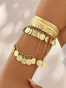 Bohemian Exaggerated Versatile Casual Minimalist Niche Tassel Arm Cuff - Multicolor - View 4