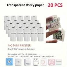 Color-Revealing Transparent Adhesive Stickers Clear Mini Printer Refill Paper For Christmas DIY Gifts, Halloween Journals, Photo Printing, Study Notes, Inventory Recording, Compatible Refill Tape Only - View 21
