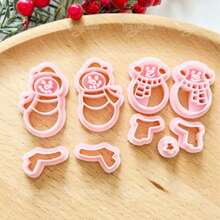 Christmas Snowman Polymer Clay Cutter, Cute Healing Winter Snowman Shape Clay Cutter, DIY Handmade Earring Pendant Brooch Making Tool, Compatible With Polymer Clay, 3D Printed, Clean Cut, Handmade Jewelry Floral DIY Craft Accessories, - Christmas Snowman - View 2