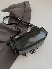 Fashion Niche Design Autumn/Winter New High-End Rivet Motorcycle Bag Sweet Cool Style Versatile Underarm Bag Shoulder Bag Crossbody Bag Motorcycle Bag - Multicolor - View 5