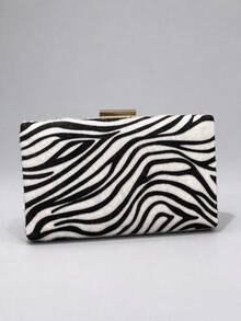 Women's Evening Bags Zebra Print Box Clutch Purse,Suede Handbag, Animal Pattern Formal Party Wedding Prom Shoulder Crossbody Bag,Christmas Gift - Multicolor - View 4