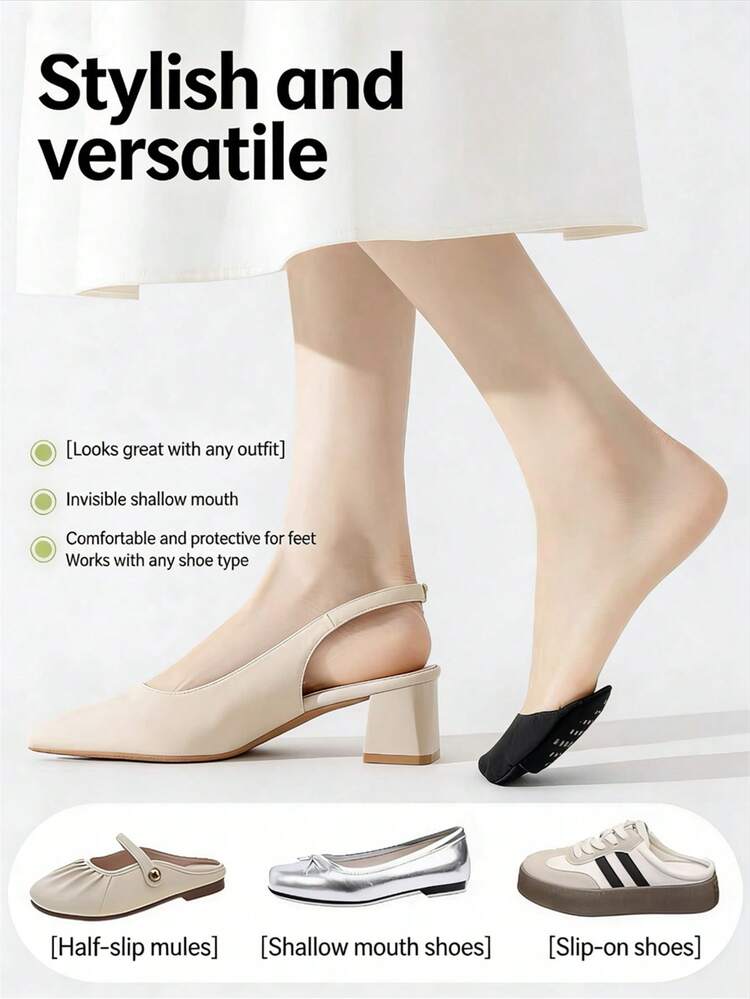 High Heel Front Sole Pads Half Size Insoles Women's Foot Pads Anti-Slip Anti-Chafing Foot Socks Sandals Insoles - Black - View 2
