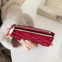 Dompet Pendek Natal Wanita dengan Gantungan Apel, Dompet Kartu Berumbai dan Berlapis, Tas Koin Multi-Slot Hadiah Malam Natal - MultiWarna - View 2