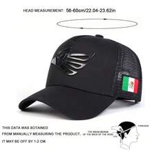 1pc Men's Eagle Baseball Cap, Fashion Mexican Flag Embroidered Trucker Hat, Sun Protection Casual Mesh Cap, Spring/Autumn Travel, Beach Vacation - Multicolor - View 2