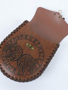 Medieval Dragon Embossed PU Leather Waist Bag, Halloween Renaissance Cosplay Waist Bag, Realistic Costume Prop - A - View 6