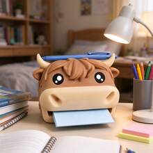 1pc Highland Cow Shaped Desktop Storage Box, Cute Cow Shaped Sticky Note Dispenser, Multi-Functional Office Desktop Organizer, Highland Cow Desktop Storage, Sticky Note Dispenser, Cute Stationery Storage Box, Desktop Storage Box - Multicolor - View 4