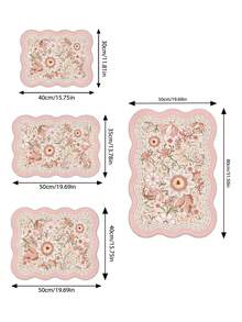 [New Thickened]Kitchen Dish Drying Mat, Table Mat, Absorbent Mat, Countertop Dish Mat, No-Wash Table Mat, Bowl & Plate Drying Mat, 3.6mm Thickness - Pink Floral E - View 9