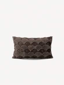 1pc Gradient Brown Faux Rabbit Fur Pillowcase, Nordic Style Embossed Fan-Shaped Fish Scale Pattern Soft Fluffy Lumbar Pillowcase, Rectangular Decorative Throw Pillowcase, Suitable For Sofa, Bedroom, Living Room, Wabi-Sabi Home Decor, Bed Headboard Winter Warm Pillowcase, Pillow Insert Not Included - Multicolor - View 12