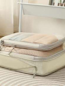 5Pieces Compression Packing Cubes For Suitcases,Space-Saving, Travel Essentials,Portable,Lightweight,Durable,Stylish For Home,For Outdoor,Road Trip - Beige - View 6