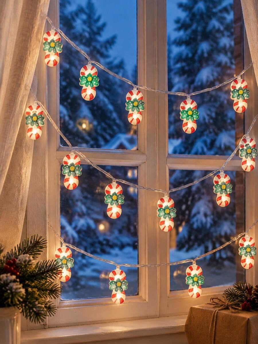 Christmas Candy Cane LED String Lights With Bows, Red And White Striped Candy Cane Fairy Lights, Suitable For Indoor Hanging Decoration, Perfect For Windows, Bedrooms, Walls, Creating Holiday Atmosphere, Ideal For Christmas, Parties And Home Decor - 2026 Top 1 Best‑Seller - View 1