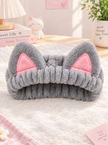 Women's Autumn/Winter New Wide Thick Cat Ear Headband With Edging Embroidery For Face Washing And Masking, Cute Plush Hair Accessory - Multicolor - View 8