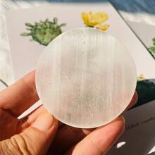 6cm Natural Selenite Crystal Slice Plate White Gypsum, Natural Selenite Crystal Round Disc, Selenite Charging Plate - Multicolor - View 13