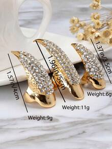 5pcs Halloween Demon Rings, Vintage Eagle Claw Rings, Rhinestone Nail Art Decoration Rings, Sexy Rings - A - View 12
