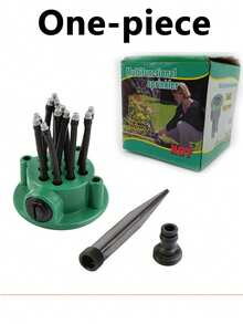 360° Automatic Multi-Head Garden Sprinkler, Plastic Material, No Power Required, Includes Multiple Components, Gardening Irrigation Tool - A - View 11