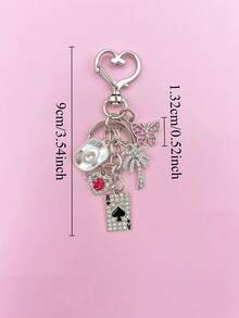 1pc Fashionable Rhinestone Series Keychain, Exquisite Palm Tree Bag Charm, Butterfly Black A Wallet Accessory, Women's Cowboy Hat Style, Car Key Chain Accessory, Room Decor, Travel Bag Accessory, Premium Christmas Gift, Christmas Stocking Filler - Multicolor - View 6