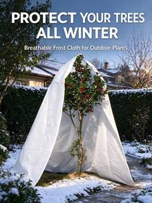 Plant Winter Frost Protection Cover, Tree Anti-Freeze Insulation Bag, Reusable Shrub Frost Protection Cloth, Drawstring Potted Plant Anti-Freeze Sleeve, Breathable Non-Woven Fabric Material, Windproof And Cold-Resistant, Suitable For Garden Shrubs, Fruit Trees, Outdoor Potted Plants, Winter Protection For Green Plants From Frost Damage, UV-Resistant, Garden Nursery Overwintering Insulation Protection Cover - White - View 9