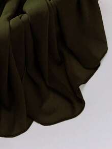 1pc Solid Color Fashionable Rectangular Textured Chiffon Hijab Scarf - Army Green Chiffon - View 2