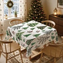 1pc Christmas Minimalist Christmas Tree Pattern Tablecloth, Stain-Resistant Dining Table Decor Cloth, Suitable For Kitchen, Dining Table, Coffee Table, TV Cabinet, Entryway, Party Holiday Decoration, Home Decor, Christmas Gathering - Multicolor - View 7