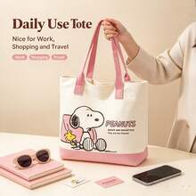 1pc Snoopy Print Tote Bag, Large Capacity Canvas Tote Bag, Suitable For Travel, Shopping And Daily Life, Ideal Gift For Birthday, Valentine's - Multicolor - View 4