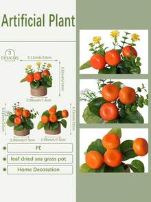 2/3pcs Artificial Mini Lemon Tree Potted Plant, Baby's Breath Eucalyptus Daisy Grass Base, PE Artificial Plants And Flowers, Easter And Spring Festival Decoration, Tabletop Centerpiece And Office Desk Decor, Autumn Halloween Christmas Home Decoration - Multicolor-c - View 13