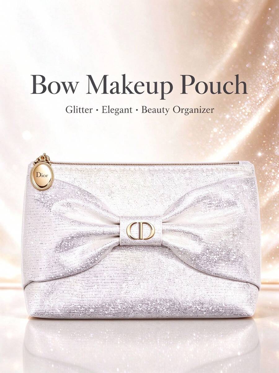 Dior-Cosmetic Bag-White Bow Cosmetic Bag - White - View 1