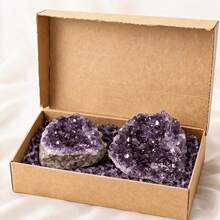 2pcs Natural Amethyst Crystal Clusters 60-85G Raw Quartz Crystal Geode Home Desktop Decor Gift - 2-pack (60-85g/each) - View 6