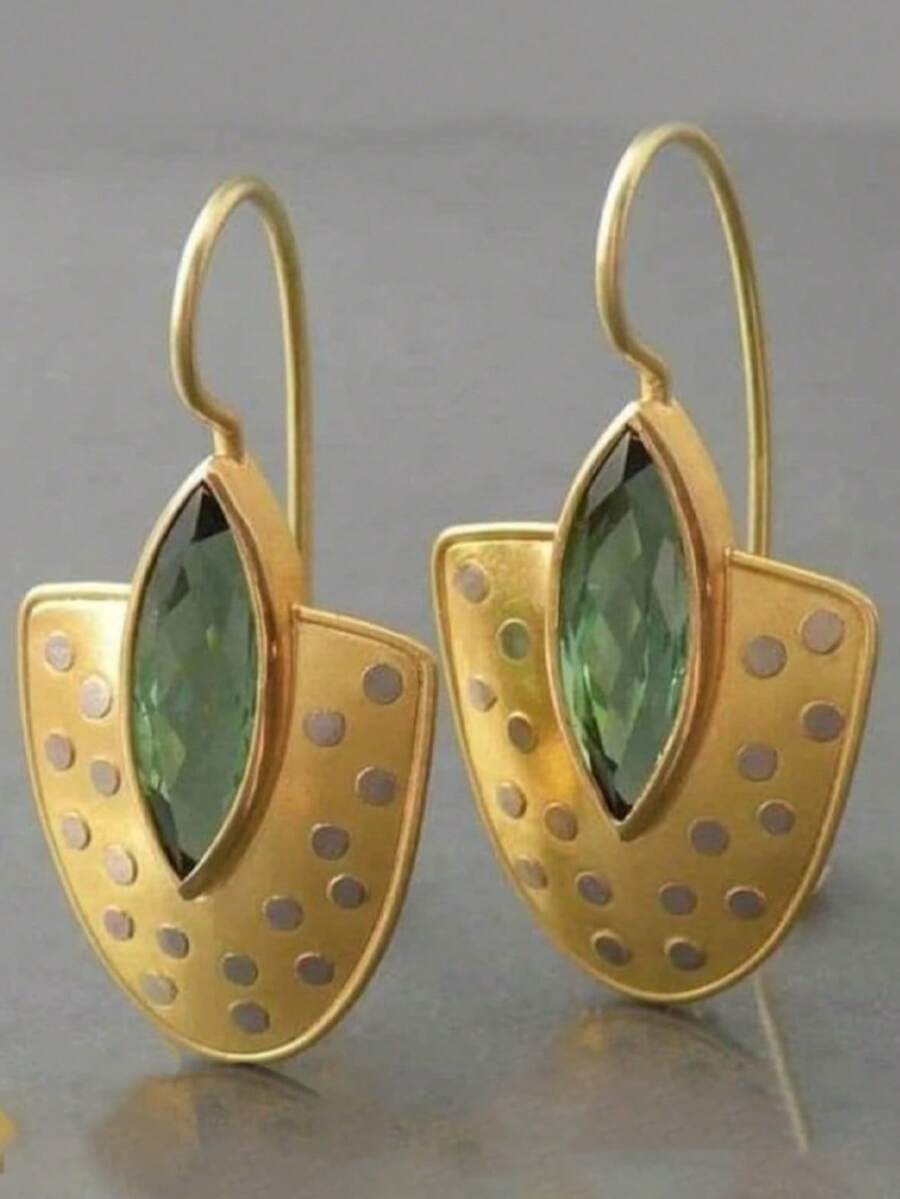 2pcs European And American Geometric Polka Dot Metal Earrings, Suitable For Daily Commute, Dating, Party, Versatile Women's Earrings, Fashionable And Unique Pendant Earrings - Multicolor - View 1