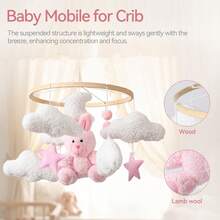 Music Baby Crib Mobile Pink Rabbit Plush Doll Suitable For Newborns 0 ...