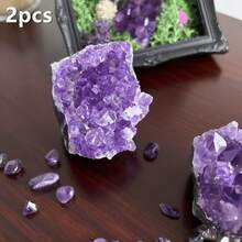 2pcs Natural Amethyst Crystal Clusters 60-85G Raw Quartz Crystal Geode Home Desktop Decor Gift - 2-pack (60-85g/each) - View 5