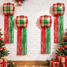 7/8pcs Christmas Red & Green 4D Ball/Bow Rain Curtain Balloon Set, Suitable For Christmas Theme Party Decor Props, Christmas Atmosphere Decoration, Celebrating Christmas, New Year, Winter Theme Arrangement, Christmas Photo Props - View 6