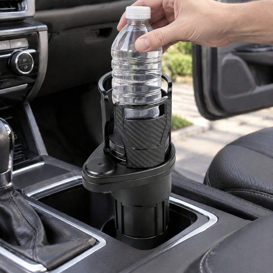 Black Car Console Cup Holder With Side Platform - A - View 1
